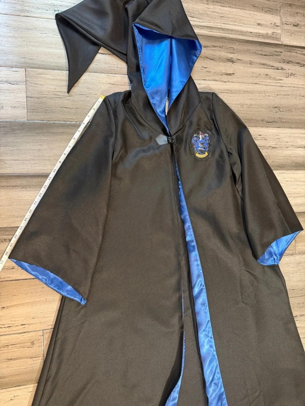 NWOT Harry Potter Black Hooded Robe with Royal Blue  Satin Lining